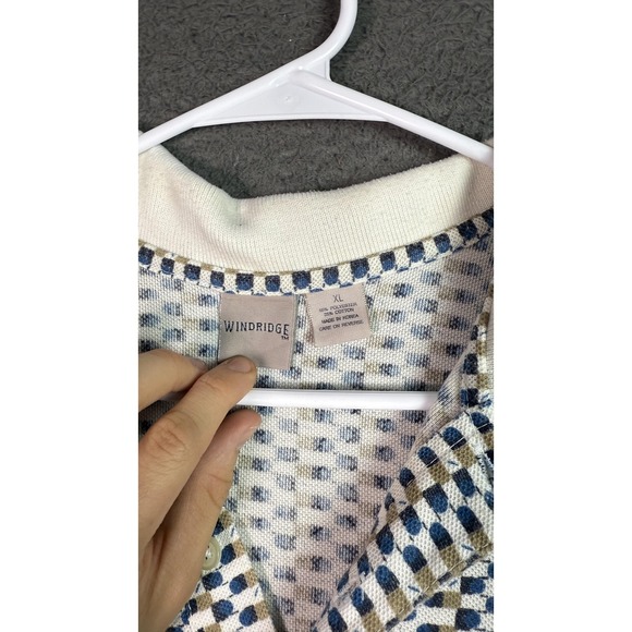 Vintage Windridge Polo‎ Shirt Mens XL White Blue Pattern Knit Short Sleeve 90s - Picture 3 of 7